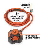 RIDGID 36008 3-Outlet Power Ball Extension Cord Usb Ultra Rugged Construction
