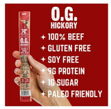 Righteous Felon OG-STICK-24 O.G. Hickory Beef Stick Smoky & Savory 1oz., 1 Stick
