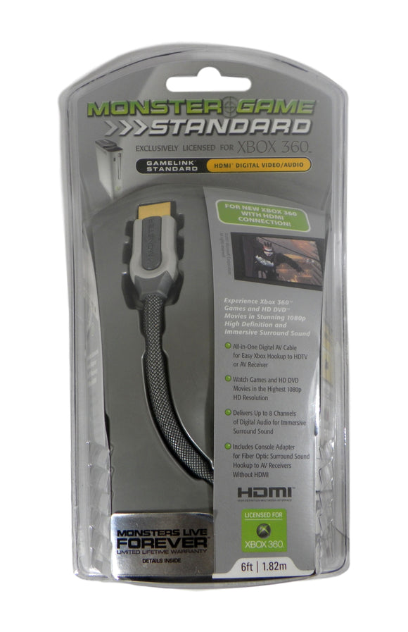 Monster Cable 24k Gold Contacts HDMI Digital Video Audio XBOX Cable X360SHDMI-6