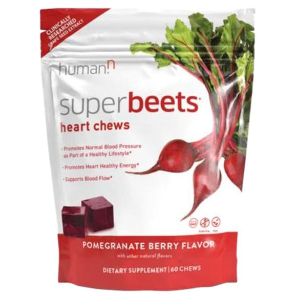 SuperBeets Heart Chews - Blood Pressure Support - Pomegranate Berry (60 Chews)