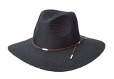 Scala TSCLP249-BLK Braid Safari Hat with Faux Suede Trim- Black. One Size