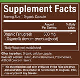 Organic Fenugreek -Full Spectrum - Blood Sugar Support (90 Organic Capsules)