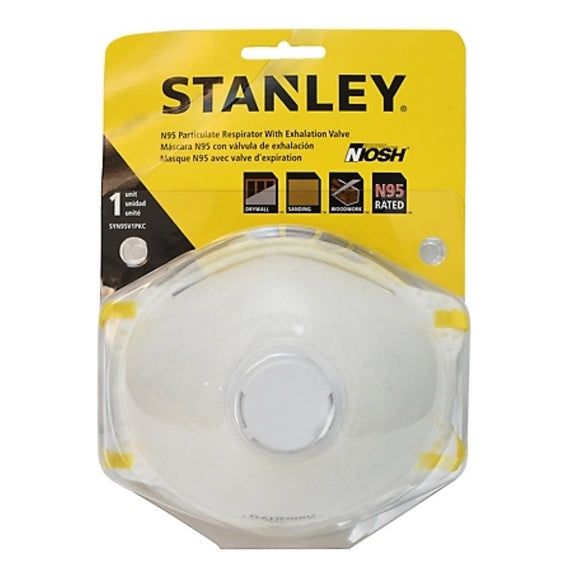 Stanley SYN95V1PKC Disposable Respirator, Boomerang Nose Seal, Exhalation Valve