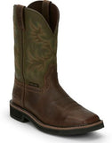 Justin SE4688 11" Men's Driller Steel Toe Cowhide Brown Work Boots, 10.5 D