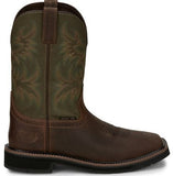 Justin SE4688 11" Men's Driller Steel Toe Cowhide Brown Work Boots, 10.5 D