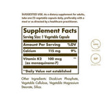 Natural Vitamin K2 MK-7 from Natto Extract - 100 MCG (50 Vegetarian Capsules)
