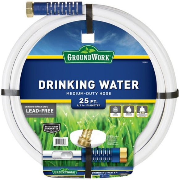 GroundWork TSCELMRV12025 1/2 in. x 25ft Medium-Duty RV and Marine Water Hose