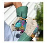 Wells Lamont 4183M-TSC Floral Extended Cuff Pruner Gloves w/ Suede Leather Palm