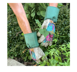 Wells Lamont 4183M-TSC Floral Extended Cuff Pruner Gloves w/ Suede Leather Palm