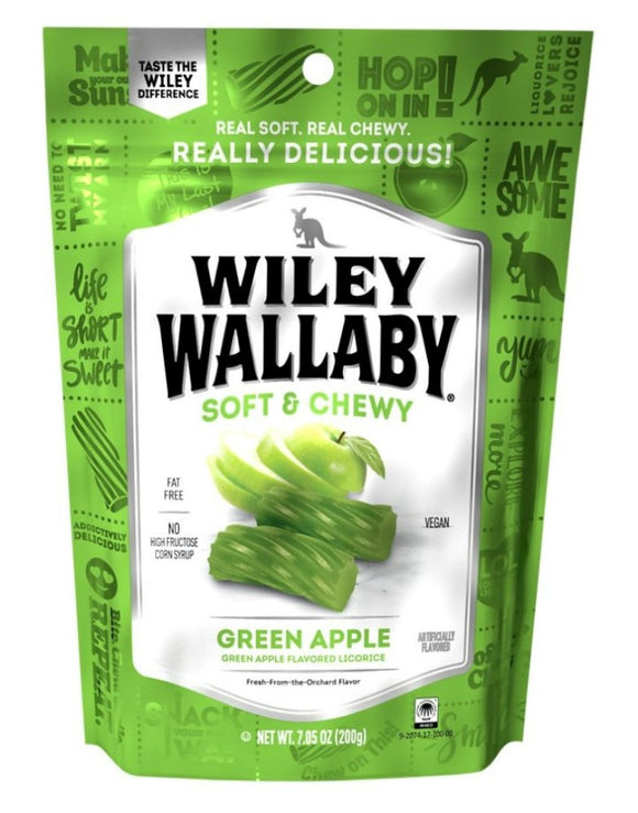 Wiley Wallaby 120072 Green Apple Licorice Soft & Chewy 7.05 oz.