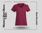 Blue Mountain YKL-9072 Rhododendron-Colored Short-Sleeve V-Neck T-Shirt, Small