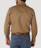Wrangler MS721SL Men's Cowboy Cut Western Firm Finish Work Shirt, Rawhide, Large