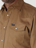 Wrangler MS721SL Men's Cowboy Cut Western Firm Finish Work Shirt, Rawhide, Large