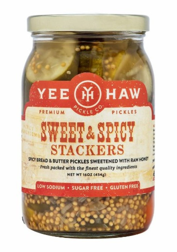 YeeHaw Pickle Company 405 Sweet & Spicy Stackers, Bread & Butter Pickles 16 oz.