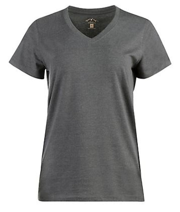 Blue Mountain YKL-9072 Women's Short-Sleeve V-Neck T-Shirt Heather Gray, 2X