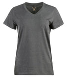 Blue Mountain YKL-9072 Women's Short-Sleeve V-Neck T-Shirt Heather Gray, 2X