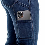 Ridgecut YLB-4048 Slim Fit Women's Mid-Rise Flex Work Jeans, Dark Wash, Size 4 - view 12
