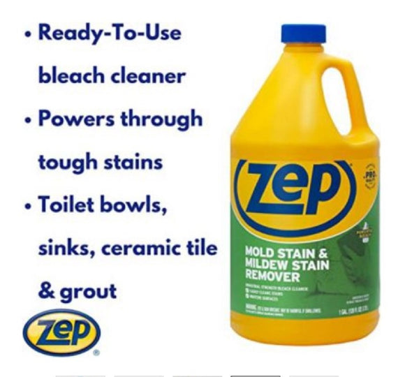 Zep Commercial ZUMILDEW1282 Mold and Mildew Stain Remover, Bleach Cleaner-1 gal.
