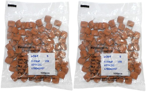 Panasonic ECQ-F Film Capacitor 0.018UF 5% Tolerance, 630V.DC Lot 200 Pcs