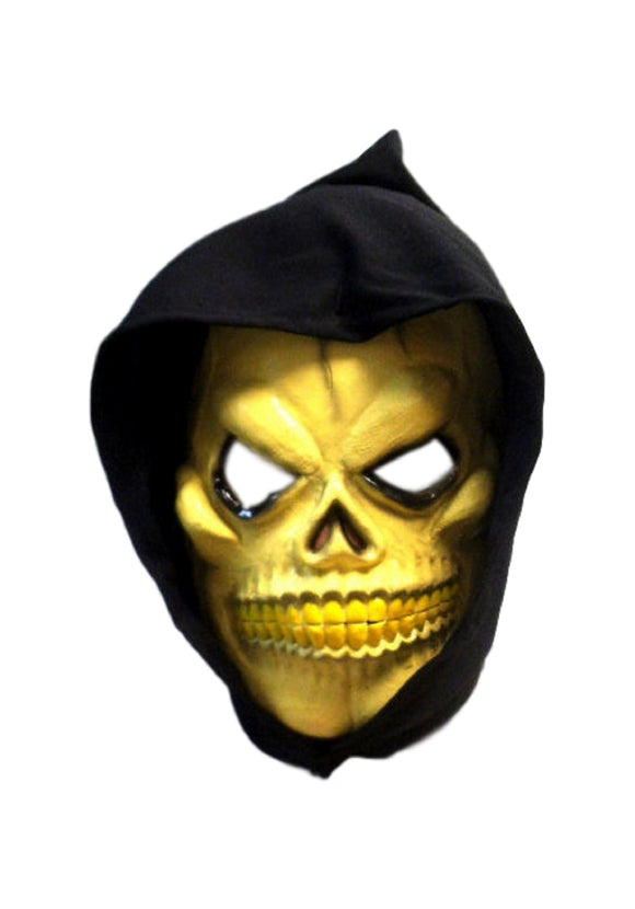 Halloween Hooded Yellow Dangerous Skull Attached String Cosplay Latex Mask
