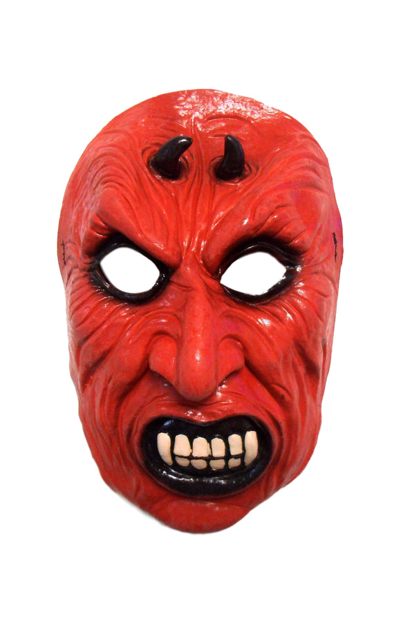 Halloween Evil Bright Red Fanged Devil Theater Cosplay Latex Mask