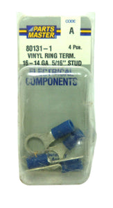 Parts Master 80131-1 Vinyl Ring Terminal 16-14 Gauge 5/16" Stud 80131 (4) Pieces
