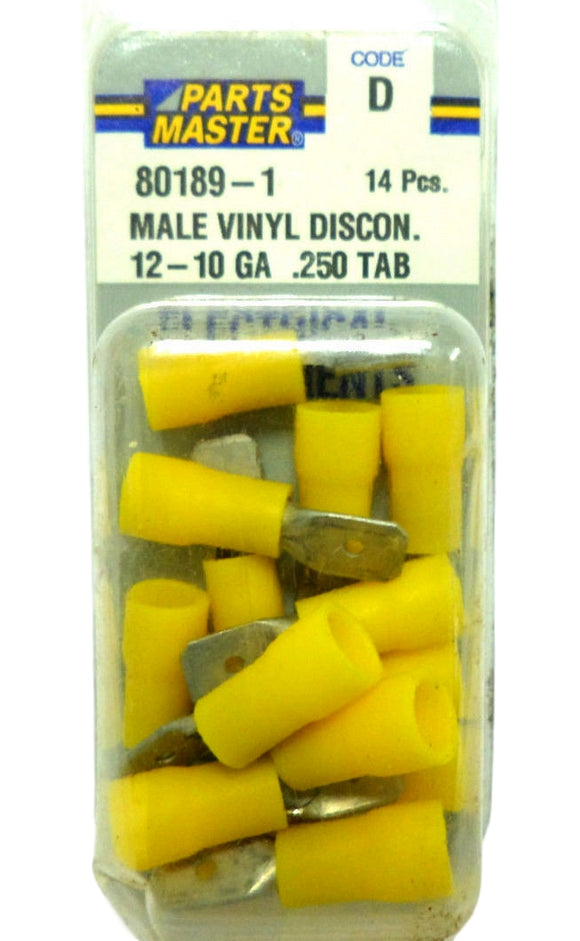 Parts Master 80189-1 Male Vinyl Disconnect 12-10 Gauge 0.250 Tab 80189 (14 pcs)