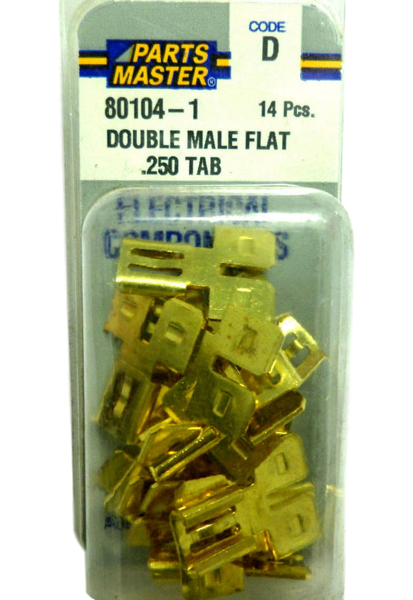 Parts Master 80104-1 Double Male Flat 0.250 Tab (14 Pieces) 80104