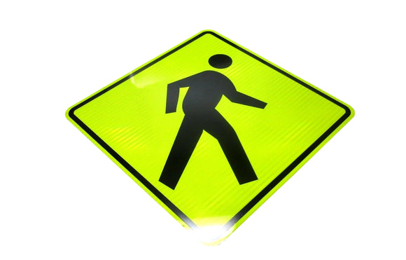 Pedestrian 36x36 Fluorescent Yellow Diamond Grade Reflective Sign