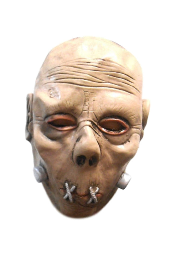 Halloween Beige Colored Creepy Monster Latex Mask Sewn Lips Serial Killer 50194