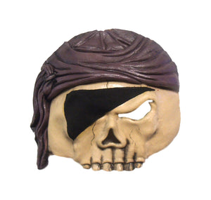 Halloween Pirate Thief Eye Patch Skull No Hair Theater Cosplay Latex Mask