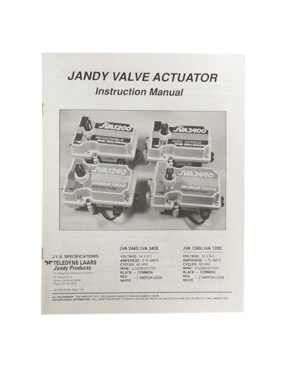 Jandy Teledyne JVA 2400 2400 1240 1200 Valve Actuator Owners Instruction Manual