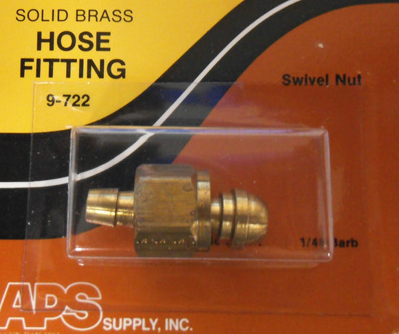 9-722 Hose Fitting Solid Brass Swivel Nut 1/4