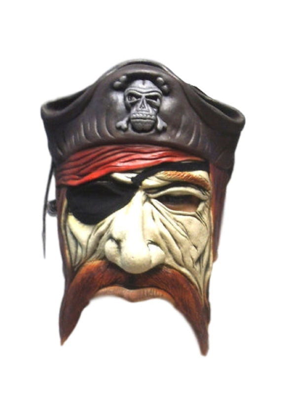 Halloween Angry Chinless Caribbean  Pirate Eyepatch Cosplay Latex Mask