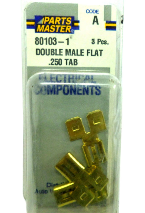 Parts Master 80103-1 Double Male Flat 0.250 Tab (3 pcs) 80103