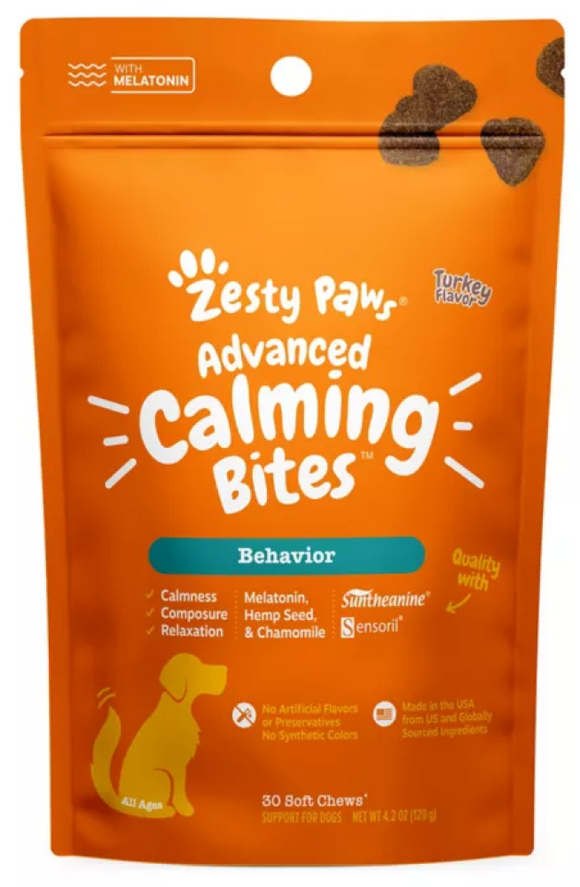 Zesty Paws Advanced Calming W Melatonin, Turkey, 30 ct. Dog Supplements