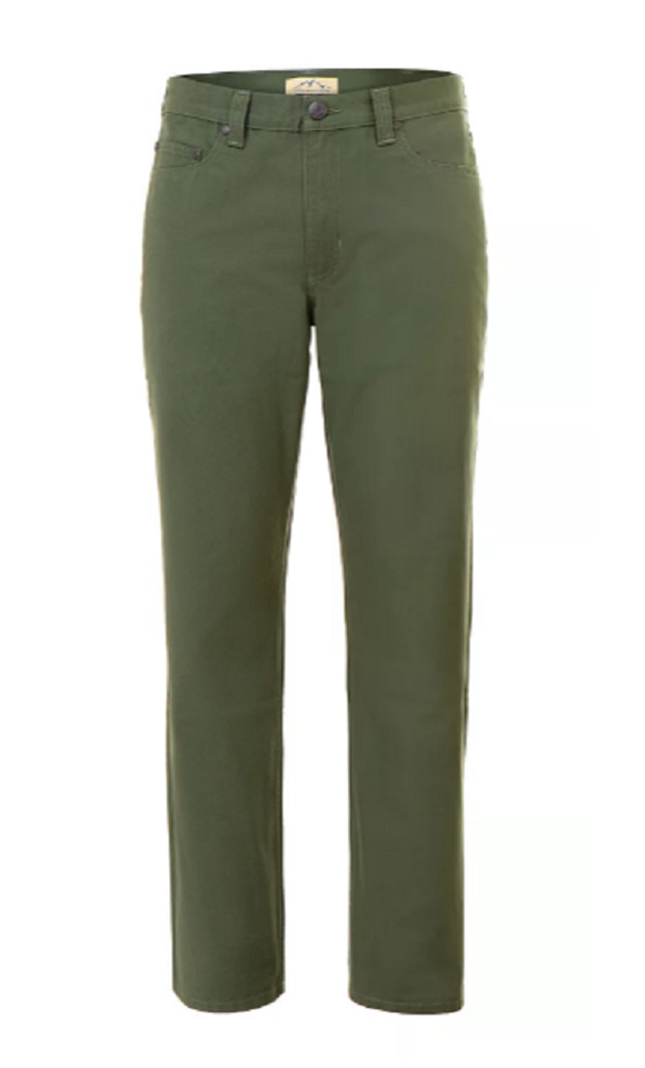 Blue Mountain FMB-1504 Relaxed Fit Mid-Rise 5-Pocket Canvas Pants, Thyme, S44X32