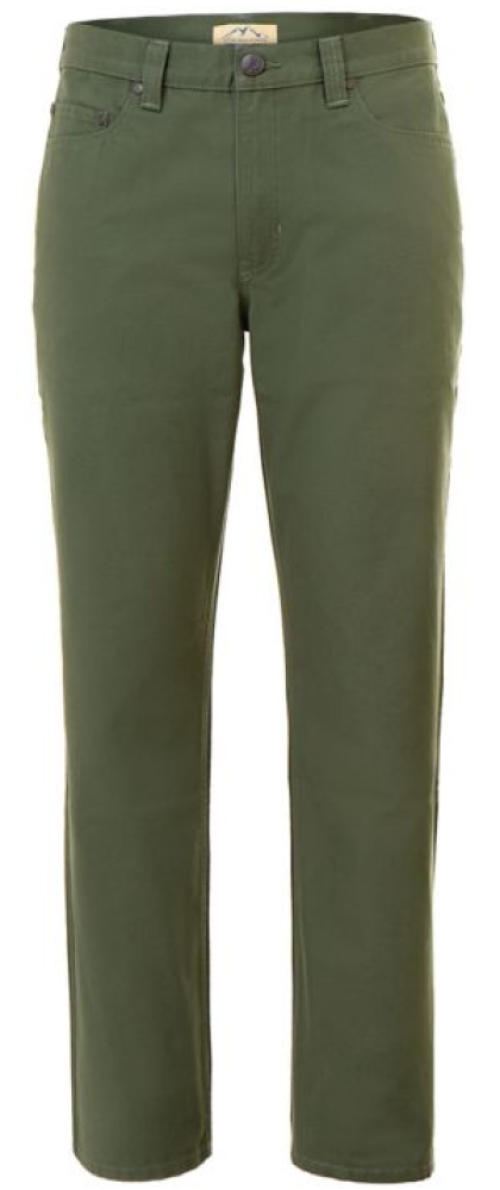 Blue Mountain Relaxed Fit Mid-Rise 5-Pocket Canvas Pants , Thyme, Size 44x32