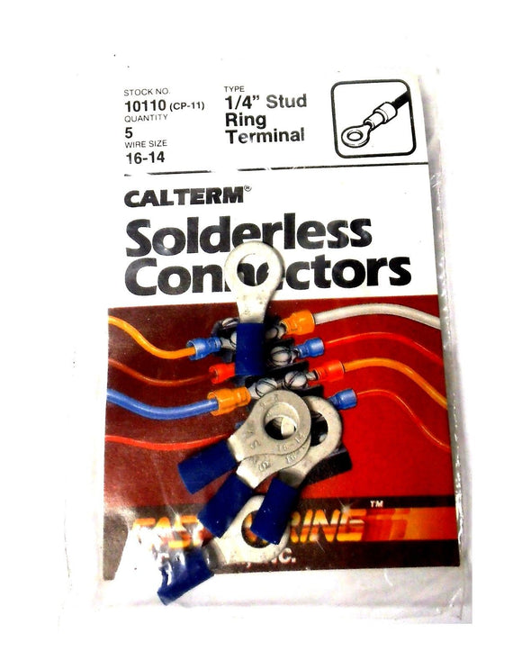Pack of (5) Calterm 10110 Solderless Connectors 1/4