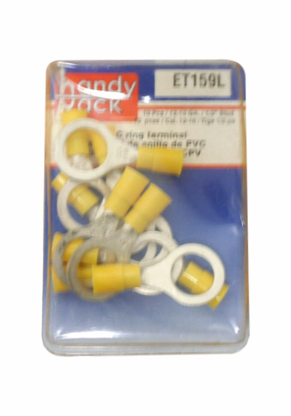Pack of (10) Handy Pack ET159L PVC Ring Terminal 12-10 Gauge 1/2