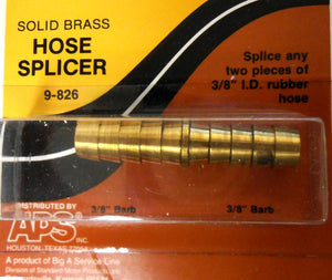 9-826 Hose Splicer 3/8" ID Rubber Hose Solid Brass FREE SHIPPING