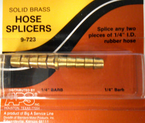9-723 Hose Splicers Solid Brass 1/4" ID Rubber 1/4" Barb FREE SHIPPING