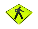 Pedestrian 36x36 Fluorescent Yellow Diamond Grade Reflective Sign New Other