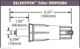 RollEase Silentpin MSPE5BK System Idler Universal Retractable 10mm Quiet Pin End