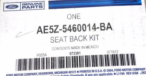 Genuine OEM Ford AE5Z-5460014-BA Seat Back Kit AE5Z5460014BA