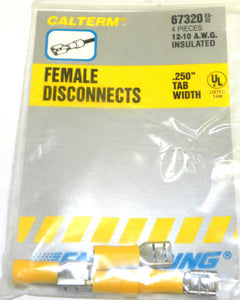 Calterm 67320 .250" Tab Width 12-10 AWG, Female Disconects 4 Pcs