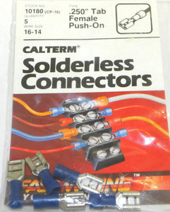 Calterm 10180 (CP-18) .250" Tab, Female Push-On Solderless Connector 5 Pcs
