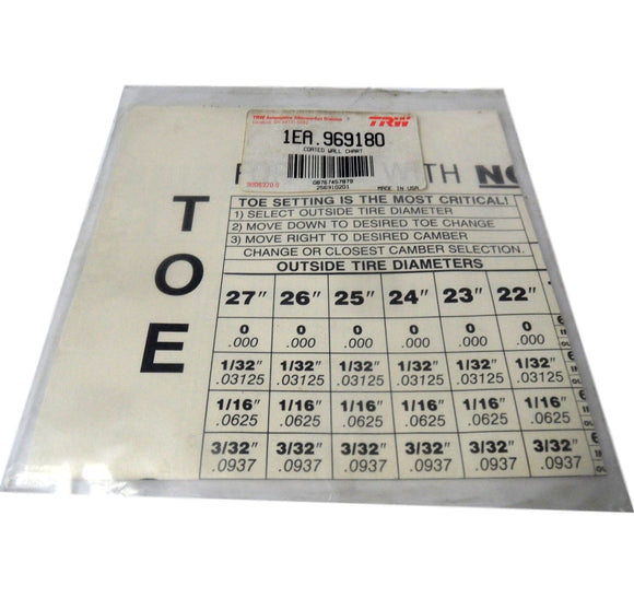 TRW 939180 Coated Wall Chart (Made in USA)