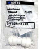 Watts PL-3016 Quick-Connect Coupling For Refrigerator 5/16In OD x 1/4In OD