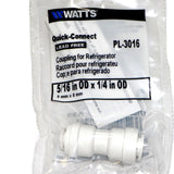 Watts PL-3016 Quick-Connect Coupling For Refrigerator 5/16In OD x 1/4In OD
